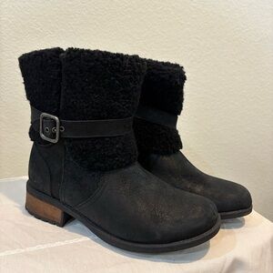 Ugg Blayre 2 Boots Leather Water Resistant Shearling Fur Designer